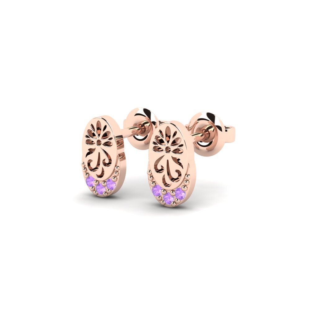 18k Oro Rosa Amatista Pendiente de mujer Kontentu - B