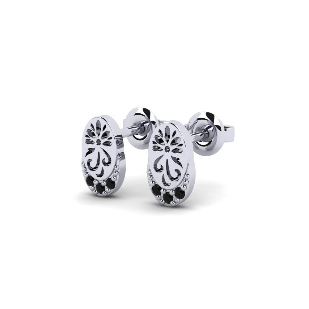 Oro Bianco 375 Onice Nero Orecchino da donna Kontentu - B