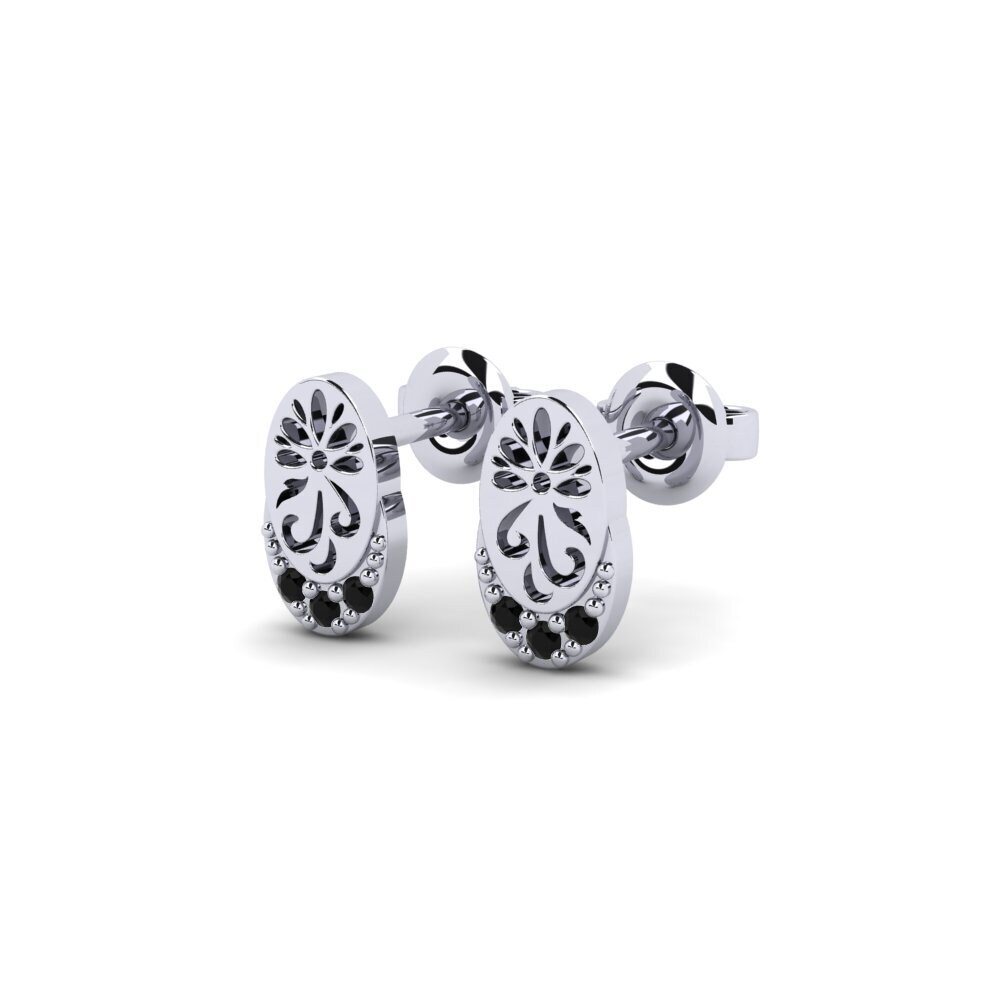 950 Platinum Black Sapphire Women's Earring Kontentu - B