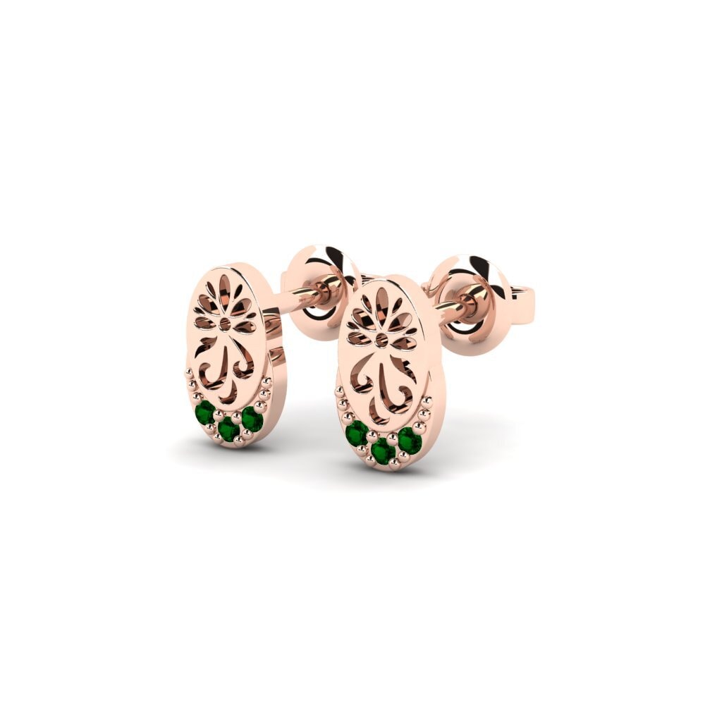 18k Oro Rosa Circonita Verde Pendiente de mujer Kontentu - B