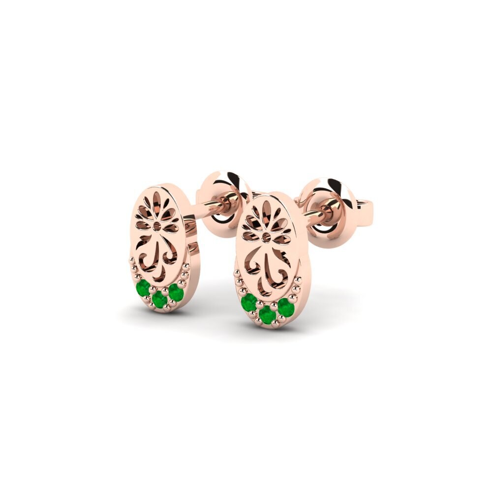 18k Oro Rosa Esmeralda Pendiente de mujer Kontentu - B