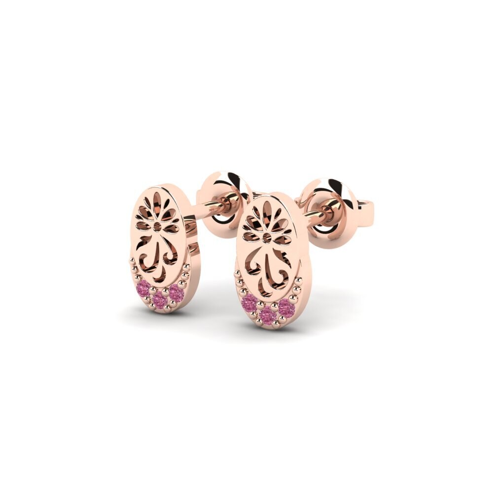 14ct Rose Gold Rhodolite Garnet Women's Earring Kontentu - B