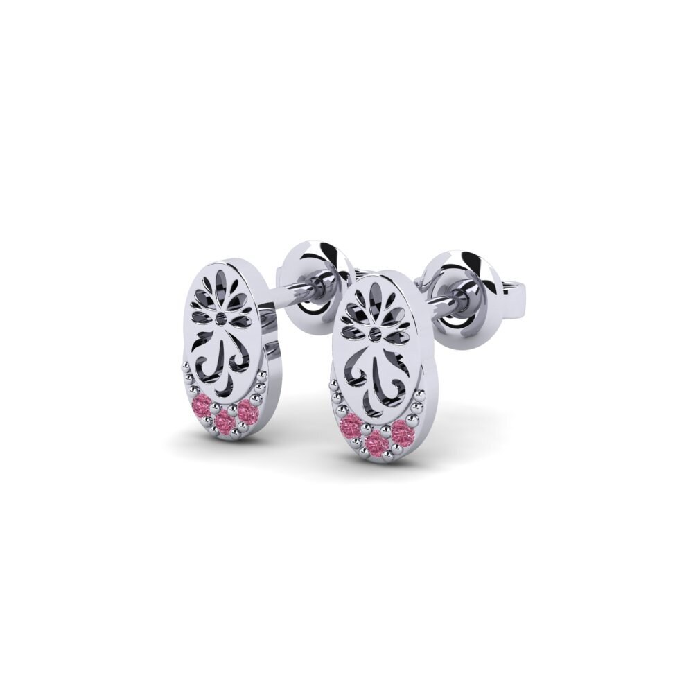 Oro Bianco 375 Granato Rodolite Orecchino da donna Kontentu - B