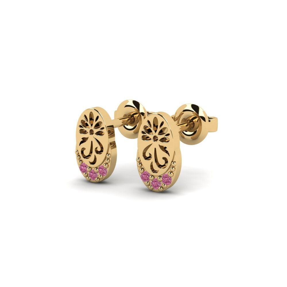 14k Oro Amarillo Granate Rhodolite Pendiente de mujer Kontentu - B