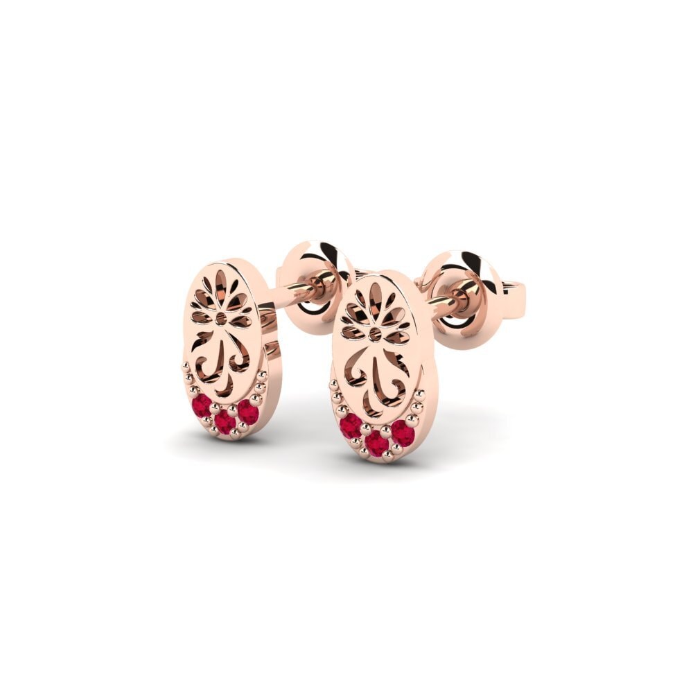 18k Oro Rosa Rubí Pendiente de mujer Kontentu - B