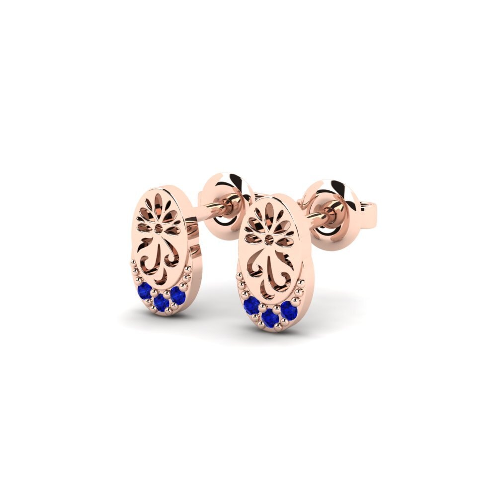 14ct Rose Gold Sapphire Women's Earring Kontentu - B