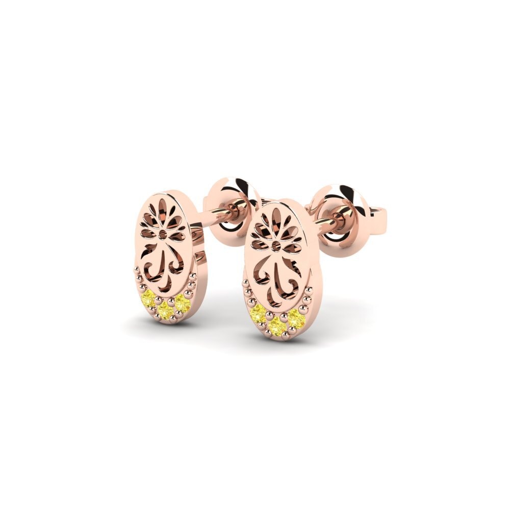 18k Oro Rosa Zafiro amarillo Pendiente de mujer Kontentu - B