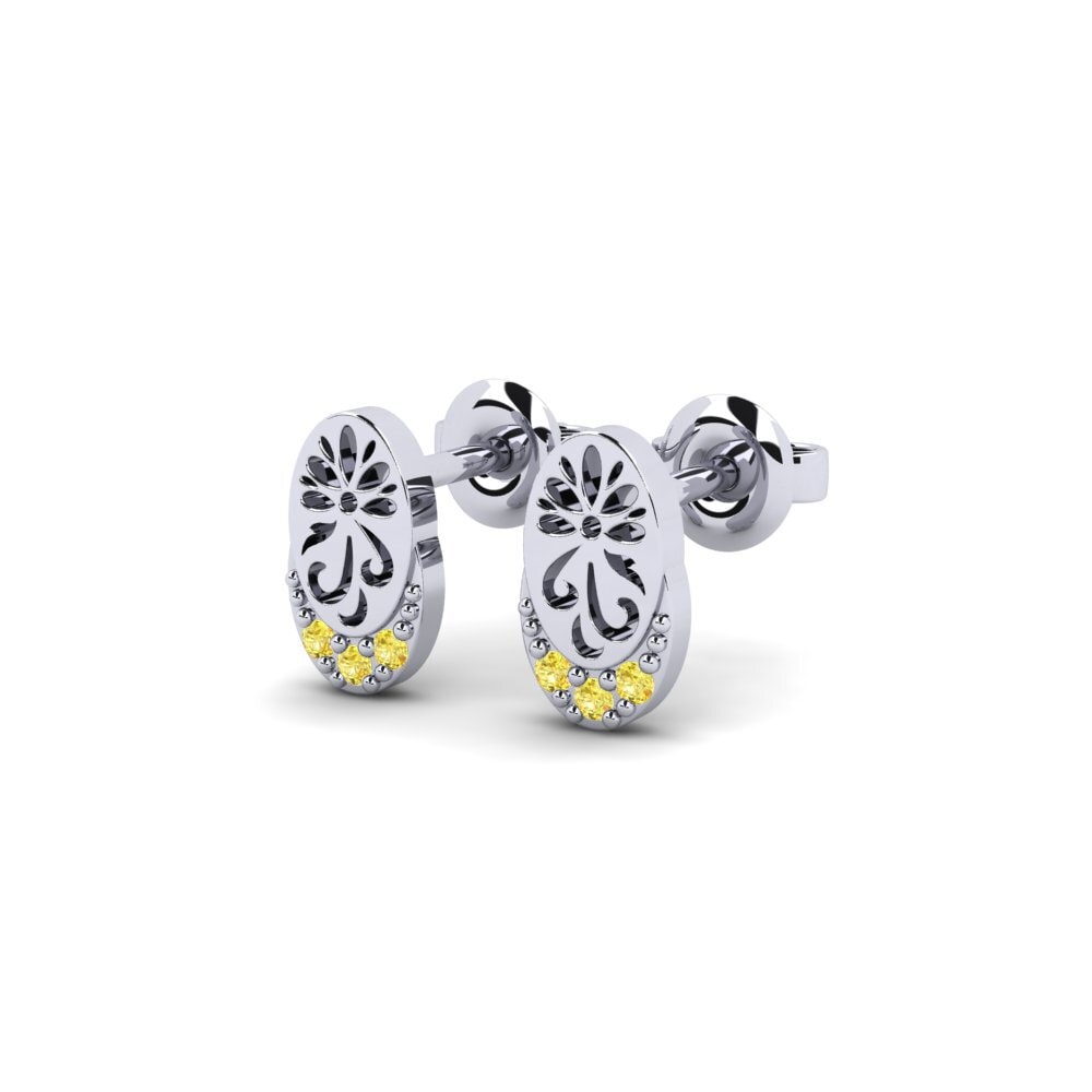 Paladio 950 Zafiro amarillo Pendiente de mujer Kontentu - B