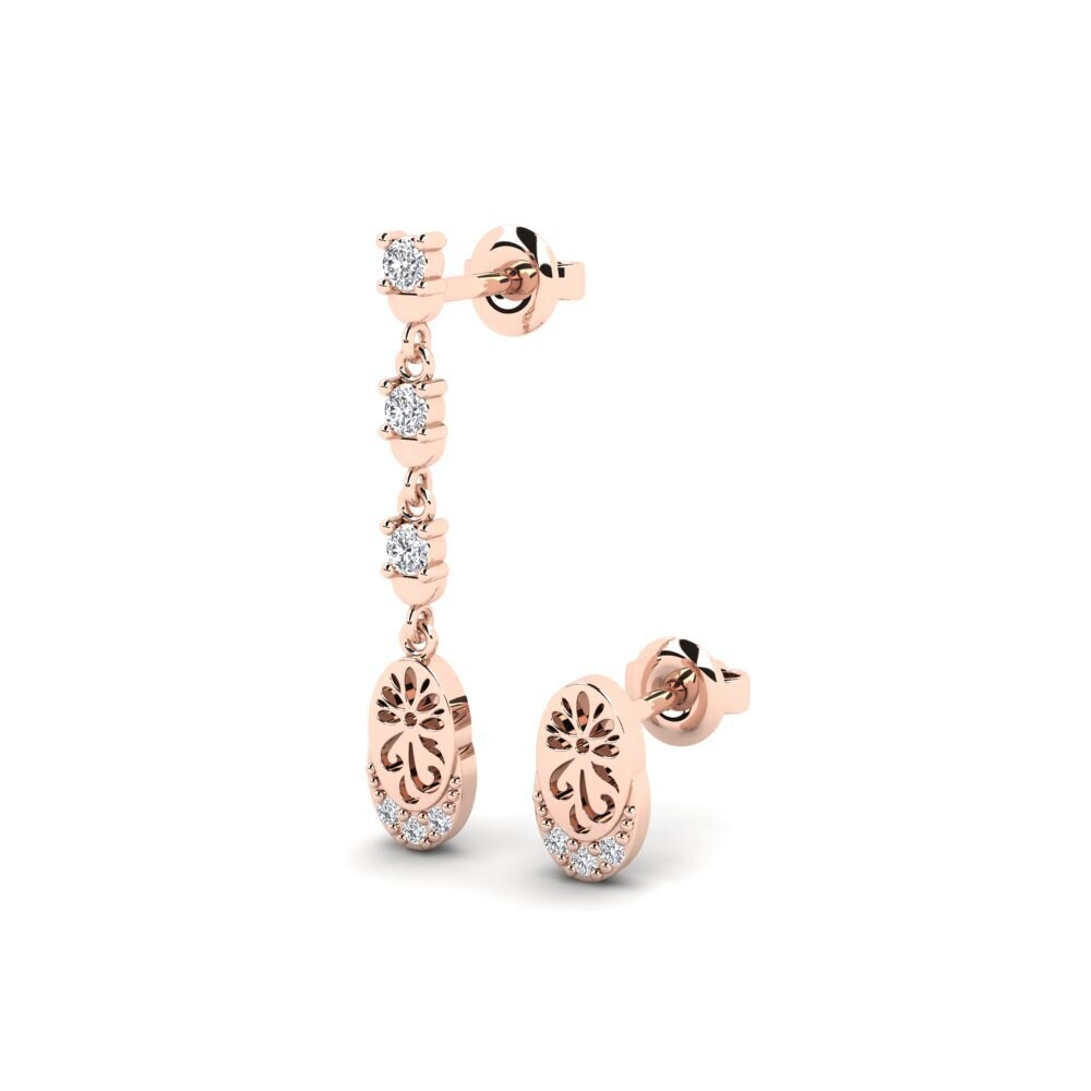 14k Oro Rosa Pendiente de mujer Kontentu - SET