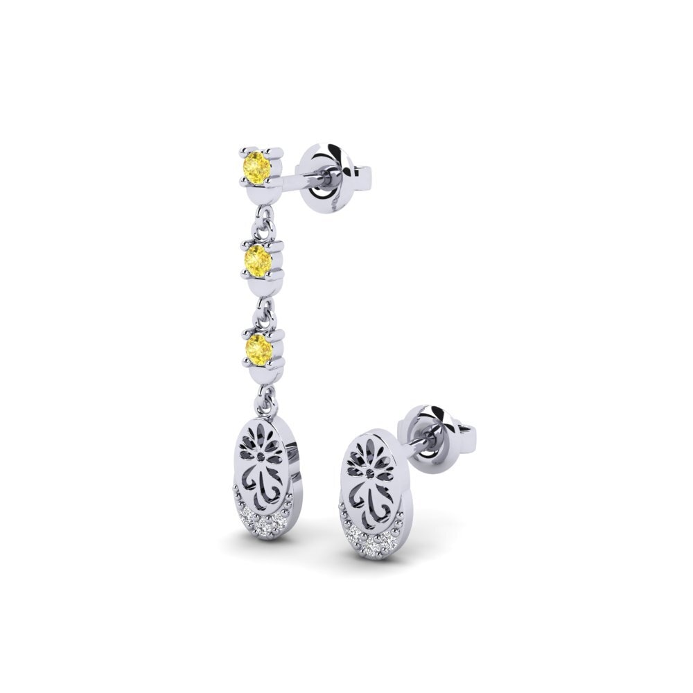 Paladio 950 Zafiro amarillo Pendiente de mujer Kontentu - SET