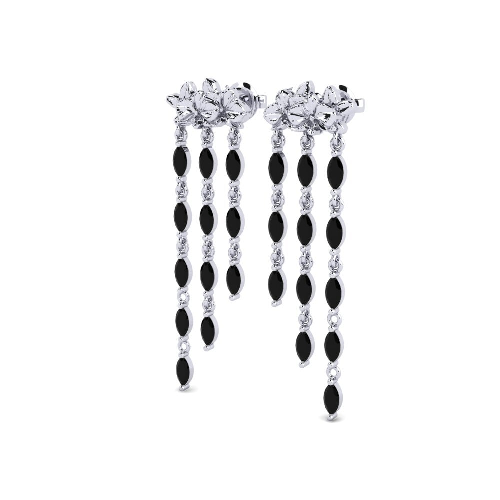 Oro Bianco 375 Onice Nero Orecchino da donna Lysar