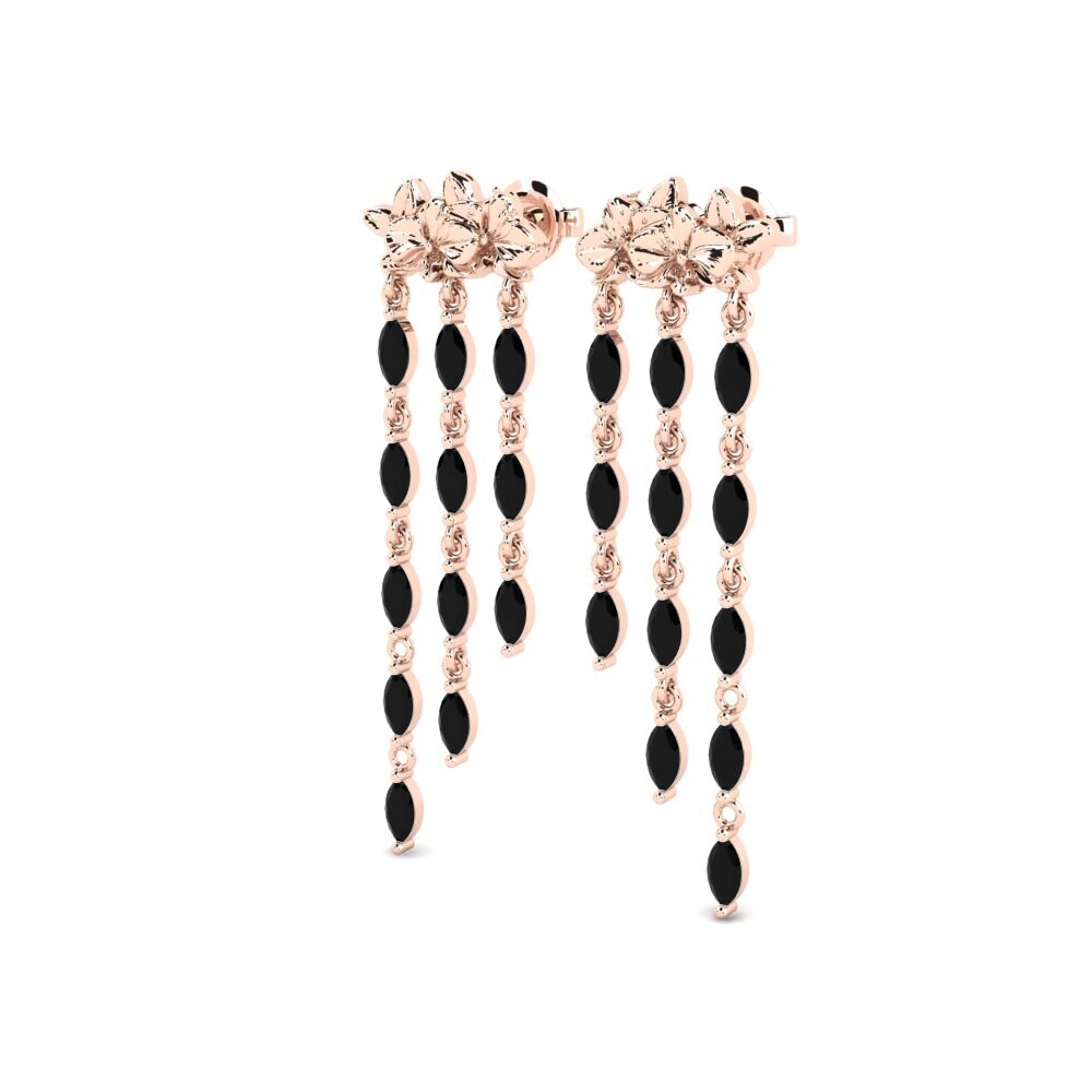 14ct Rose Gold Black Sapphire Women's Earring Lysar