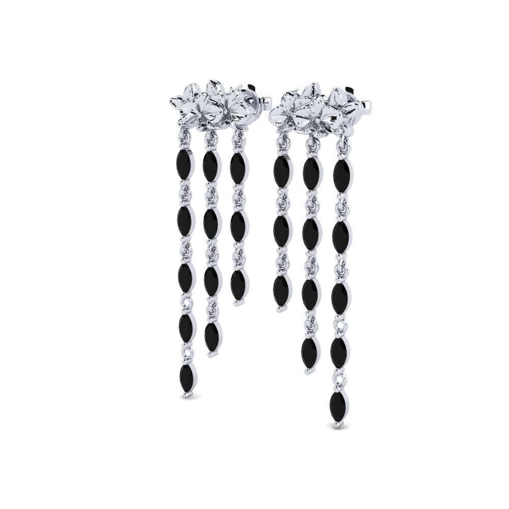 950 Platinum Black Sapphire Women's Earring Lysar