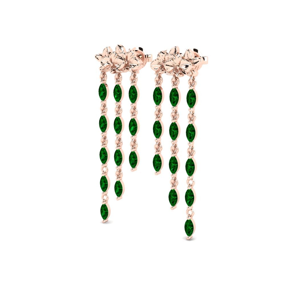 18k Oro Rosa Circonita Verde Pendiente de mujer Lysar