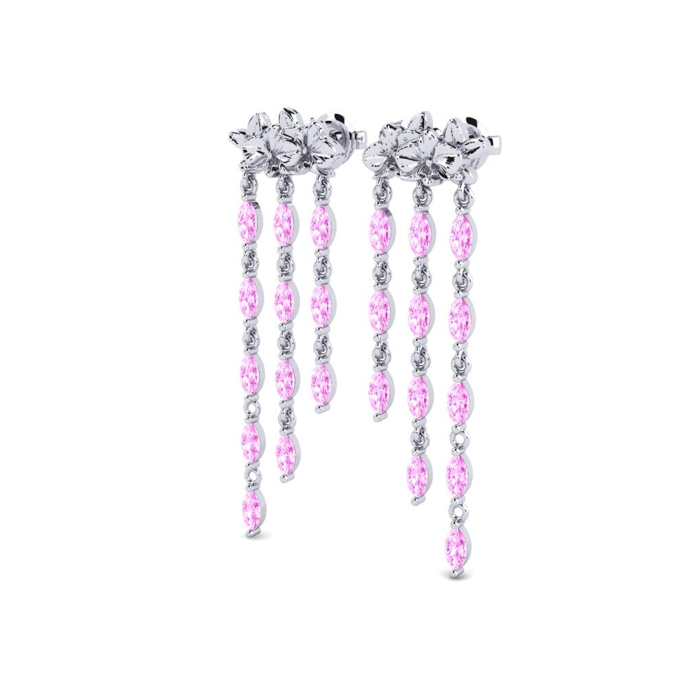 Palladium 950 Saphir Rose Boucle d'oreille femme Lysar