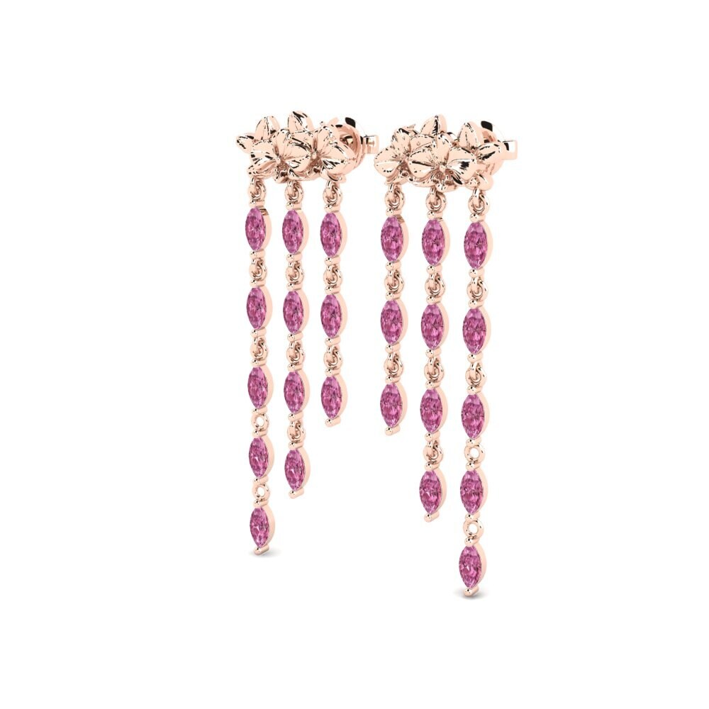 14ct Rose Gold Rhodolite Garnet Women's Earring Lysar