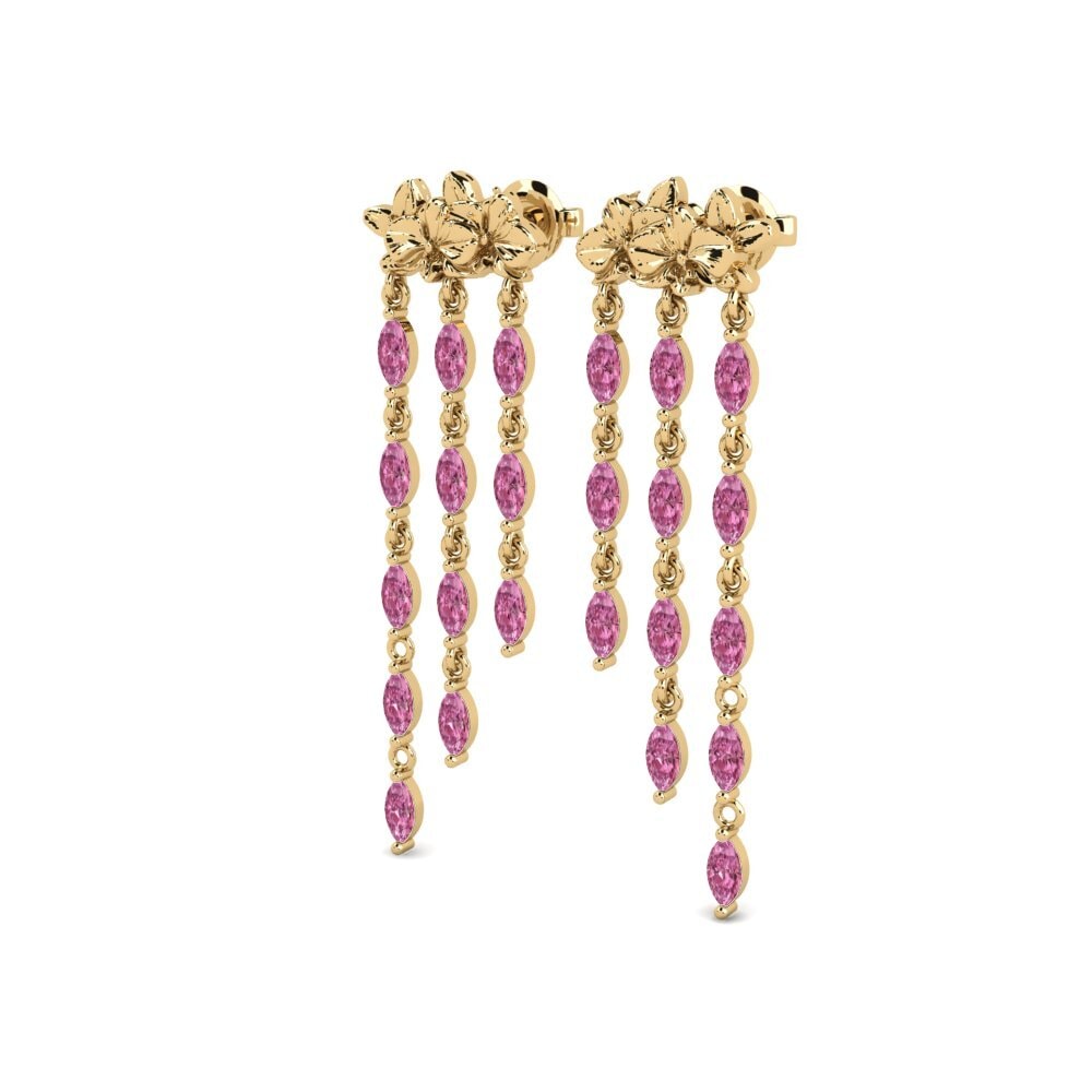 14k Oro Amarillo Granate Rhodolite Pendiente de mujer Lysar