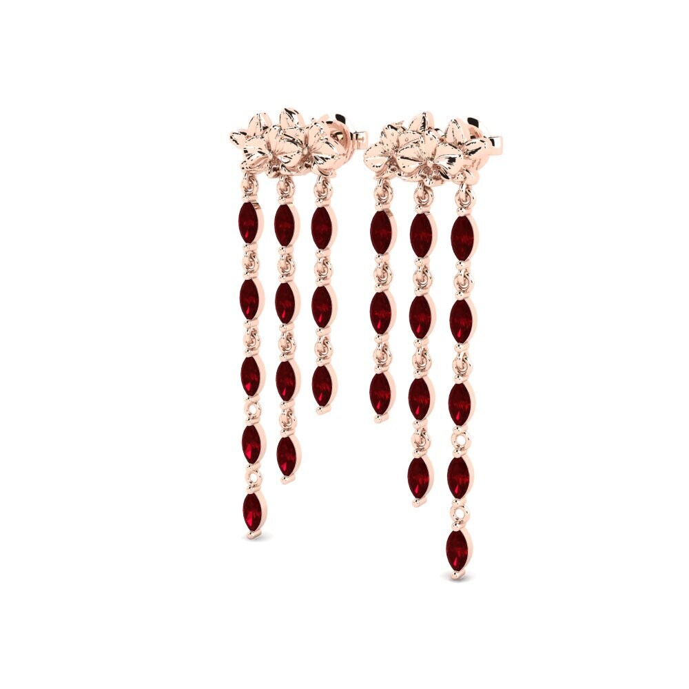 14ct Rose Gold Red Zirconia Women's Earring Lysar