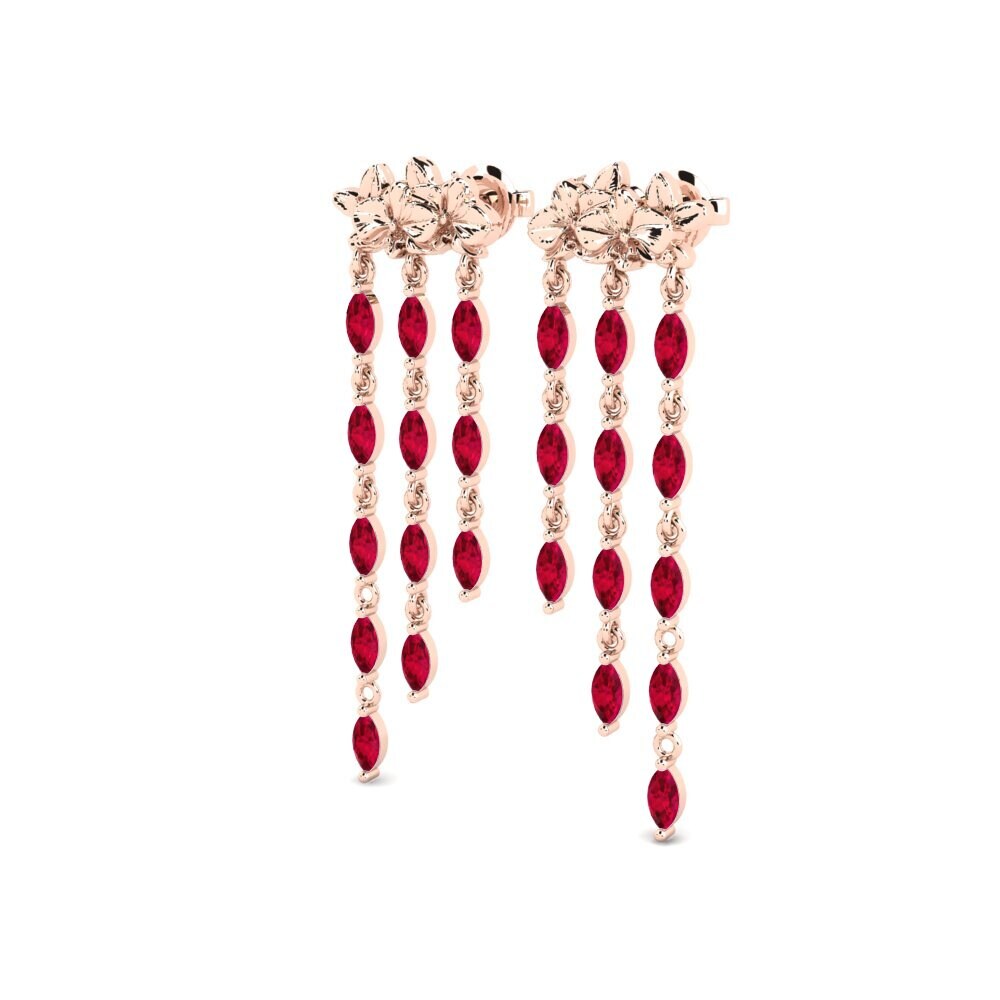 18k Oro Rosa Rubí Pendiente de mujer Lysar