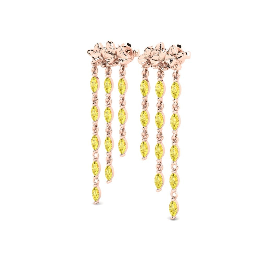 18k Oro Rosa Zafiro amarillo Pendiente de mujer Lysar