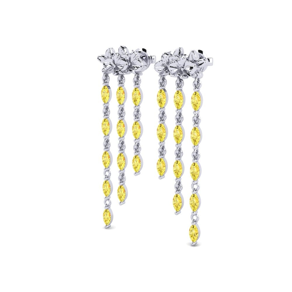 Paladio 950 Zafiro amarillo Pendiente de mujer Lysar