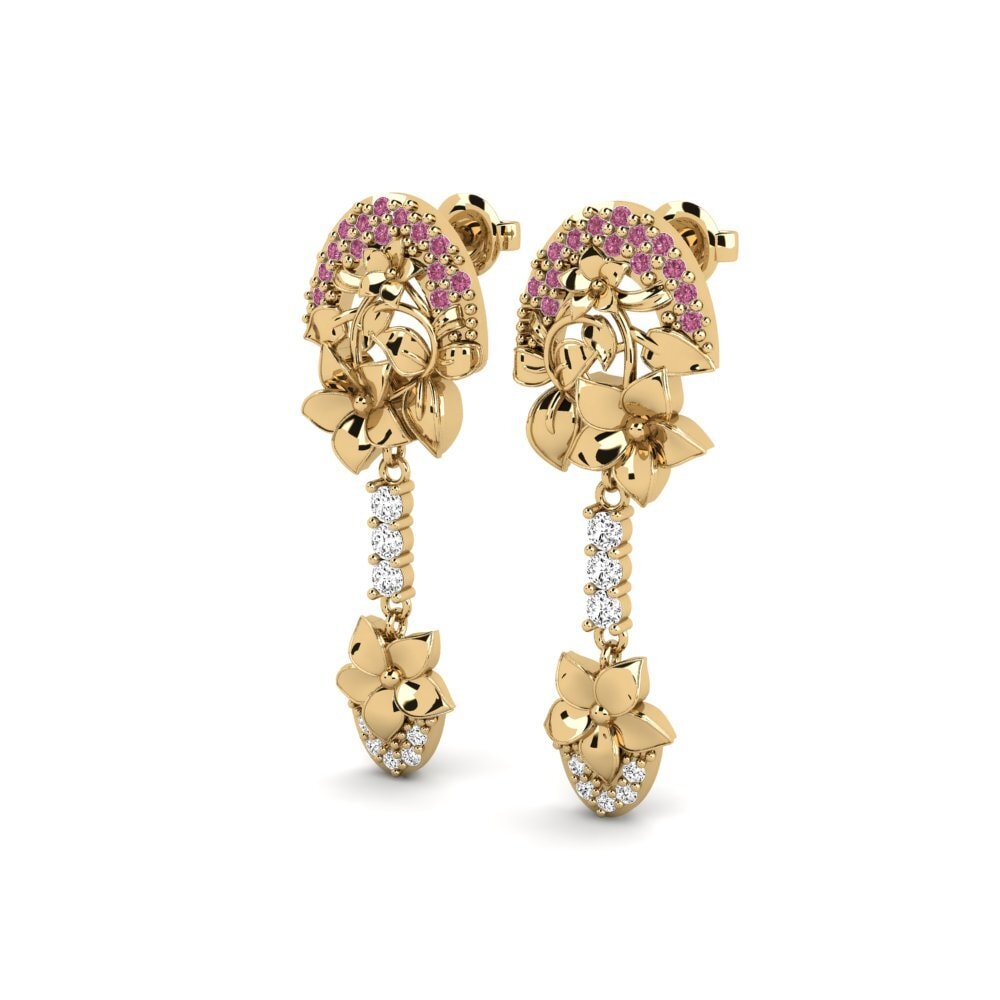 14k Oro Amarillo Granate Rhodolite Pendiente de mujer Mirai