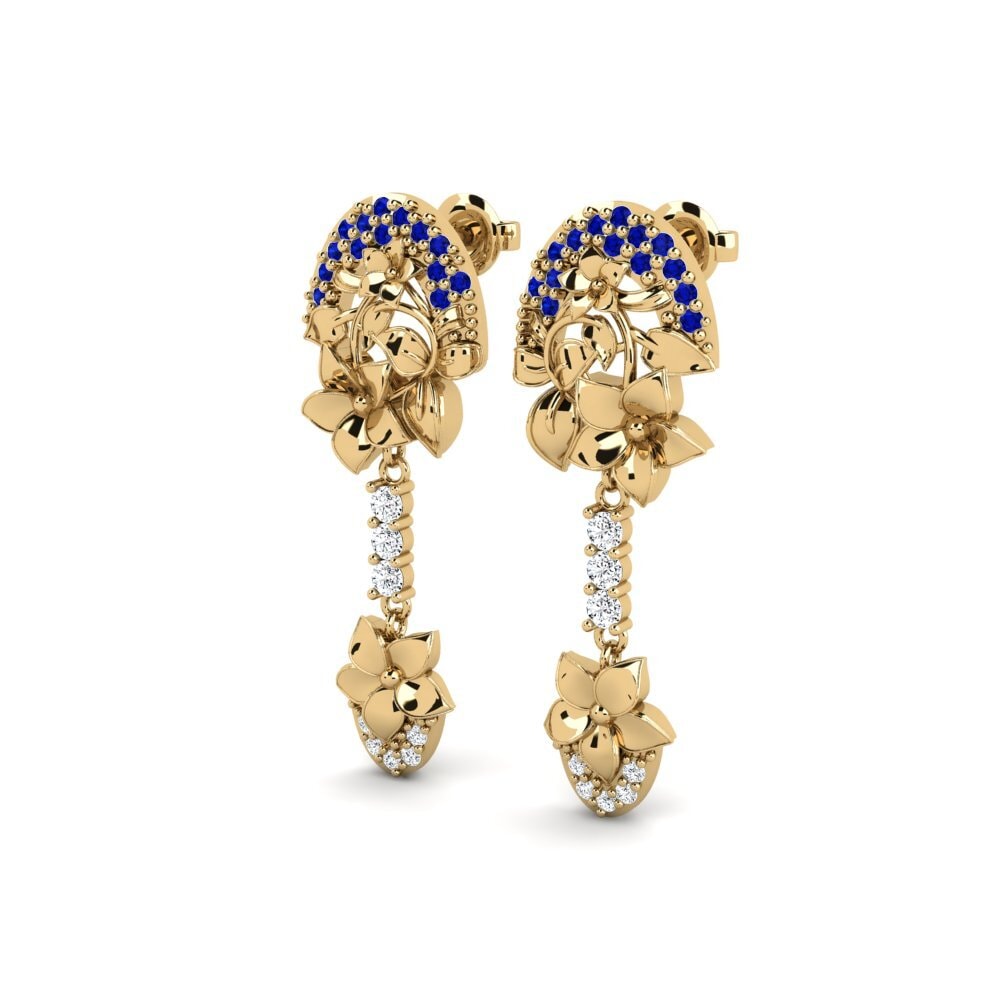 Gelbgold 585 Rund Saphir Damen ohrring Mirai