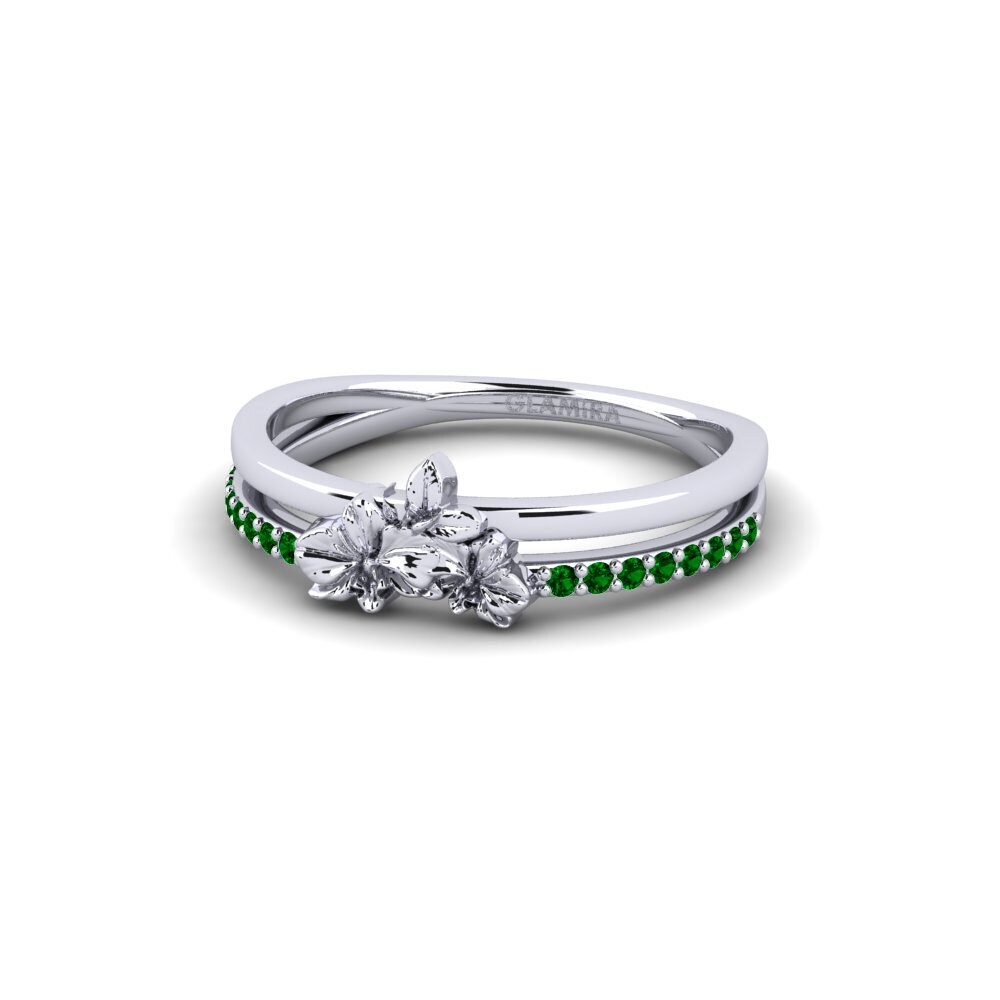 950 Palladium Green Zirconia Ring Mulberry