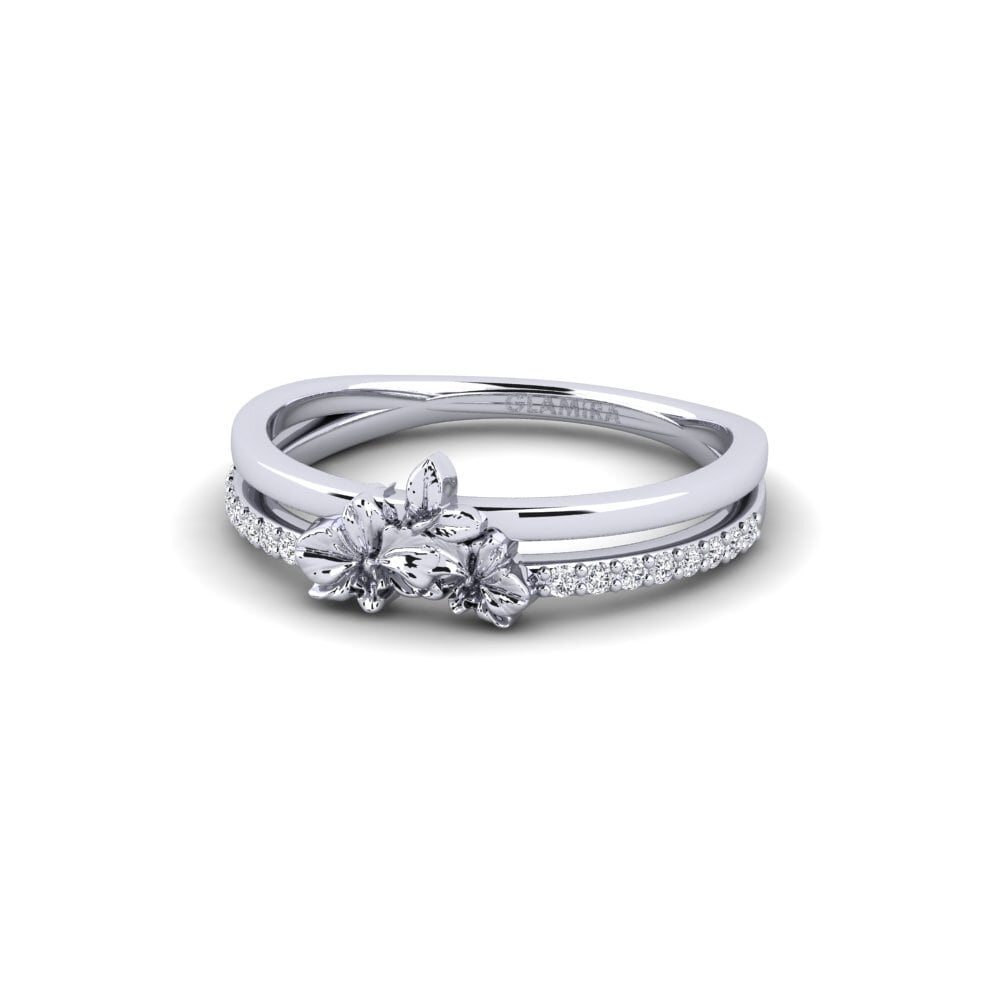 14k Oro Blanco Anillo Mulberry