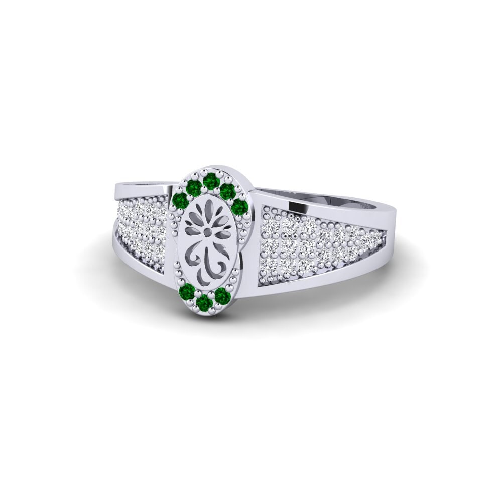 950 Palladium Green Zirconia Ring Mushovo