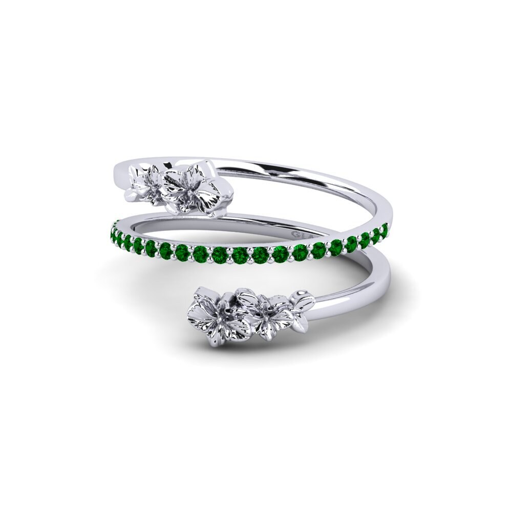 950 Palladium Green Zirconia Ring Noirelle