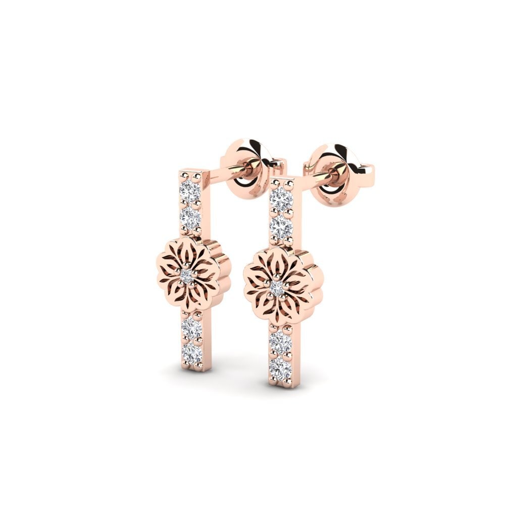 Or rose 585 Boucle d'oreille femme Quvnoq