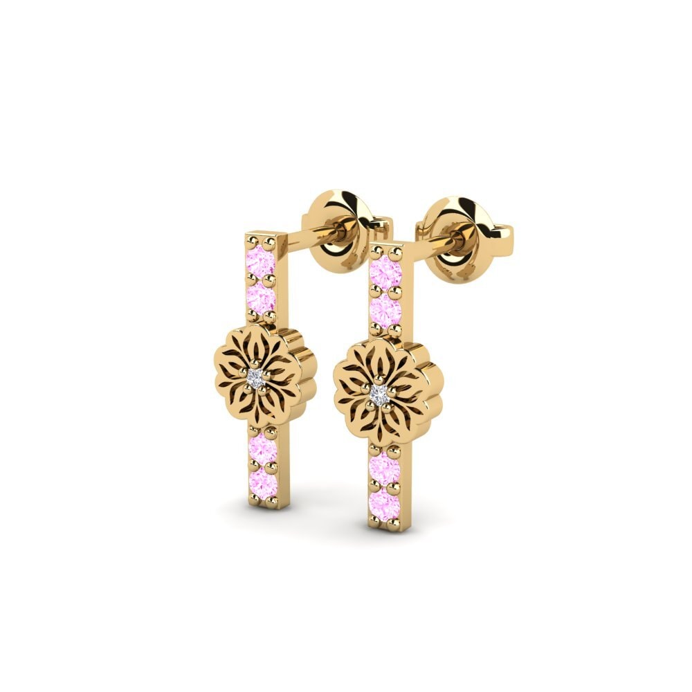 Safira Rosa Brincos Feminino Quvnoq