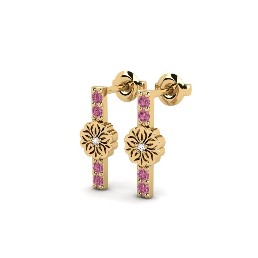 14k Oro Amarillo Granate Rhodolite Pendiente de mujer Quvnoq