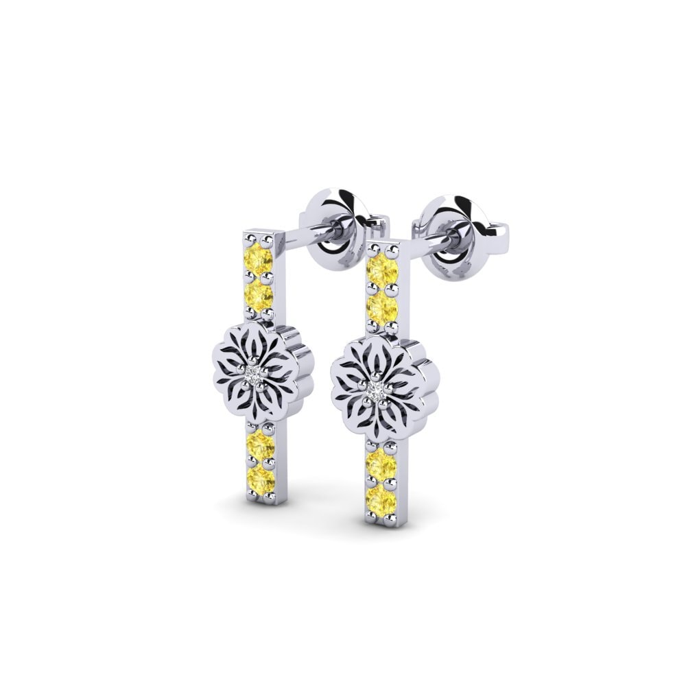 Paladio 950 Zafiro amarillo Pendiente de mujer Quvnoq