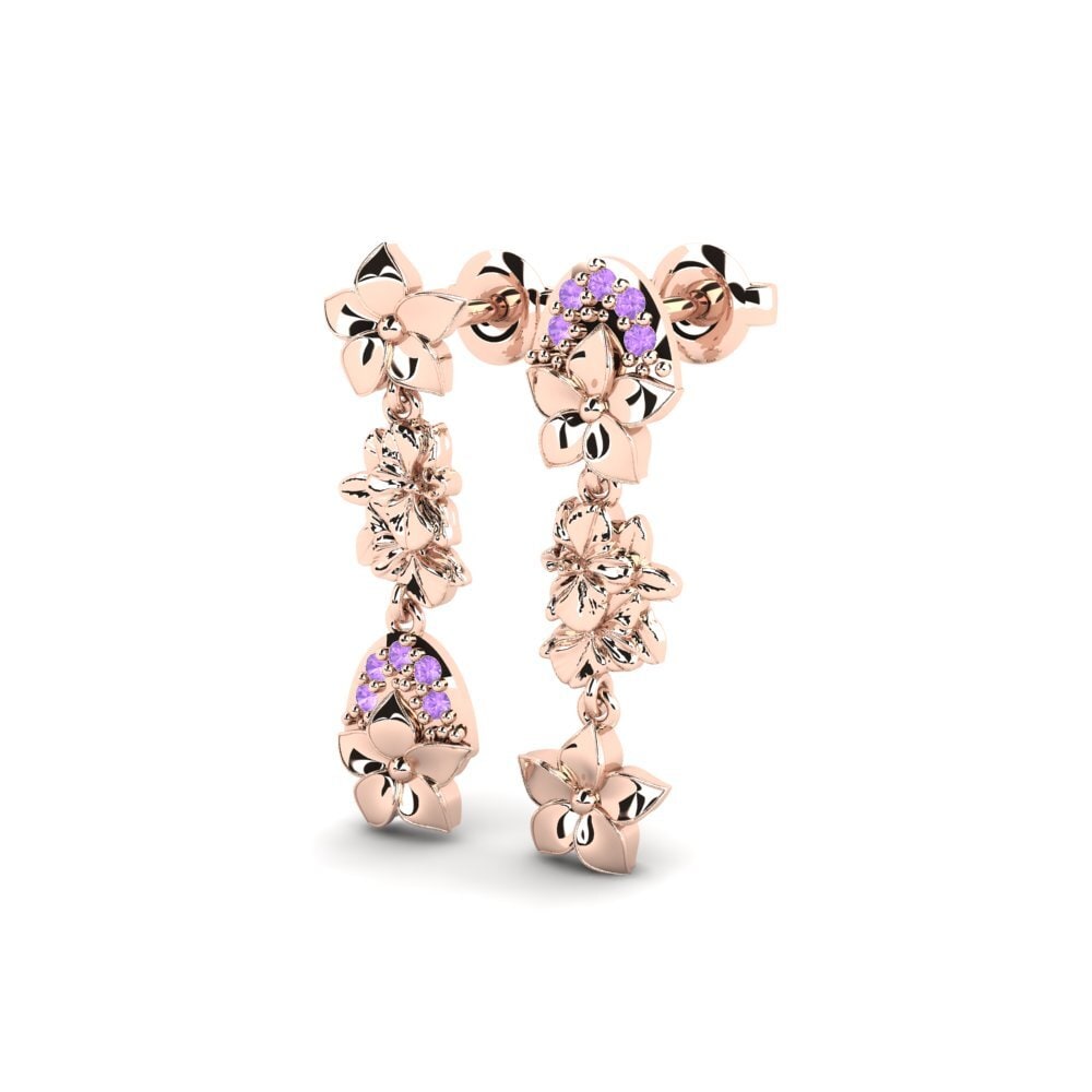 18k Oro Rosa Amatista Pendiente de mujer Regenta