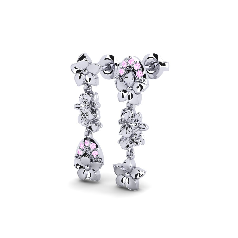 Palladium 950 Saphir Rose Boucle d'oreille femme Regenta