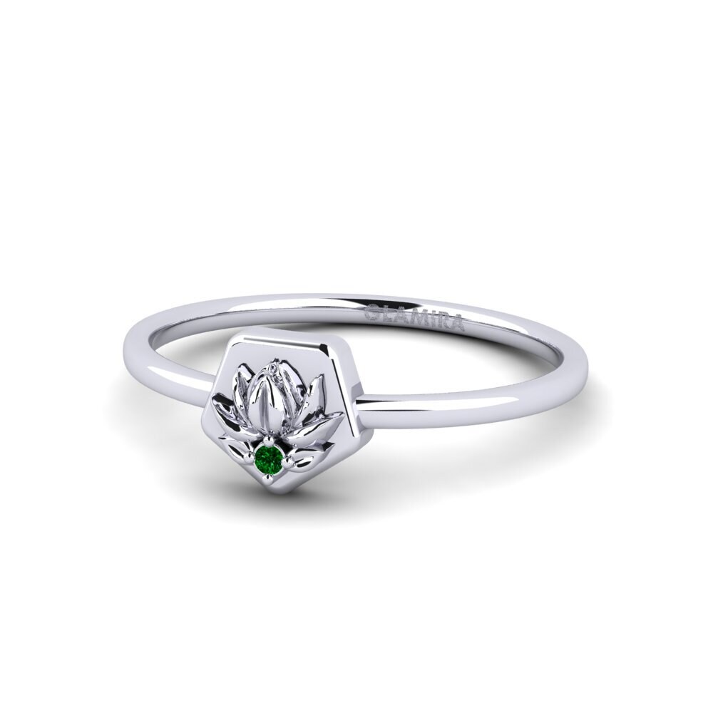 950 Palladium Green Zirconia Ring Relievo