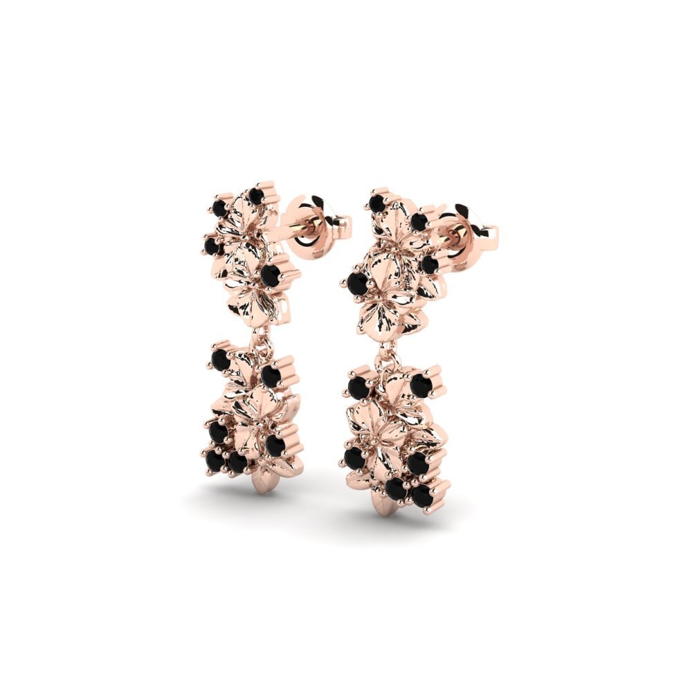 14ct Rose Gold Black Sapphire Women's Earring Rhen