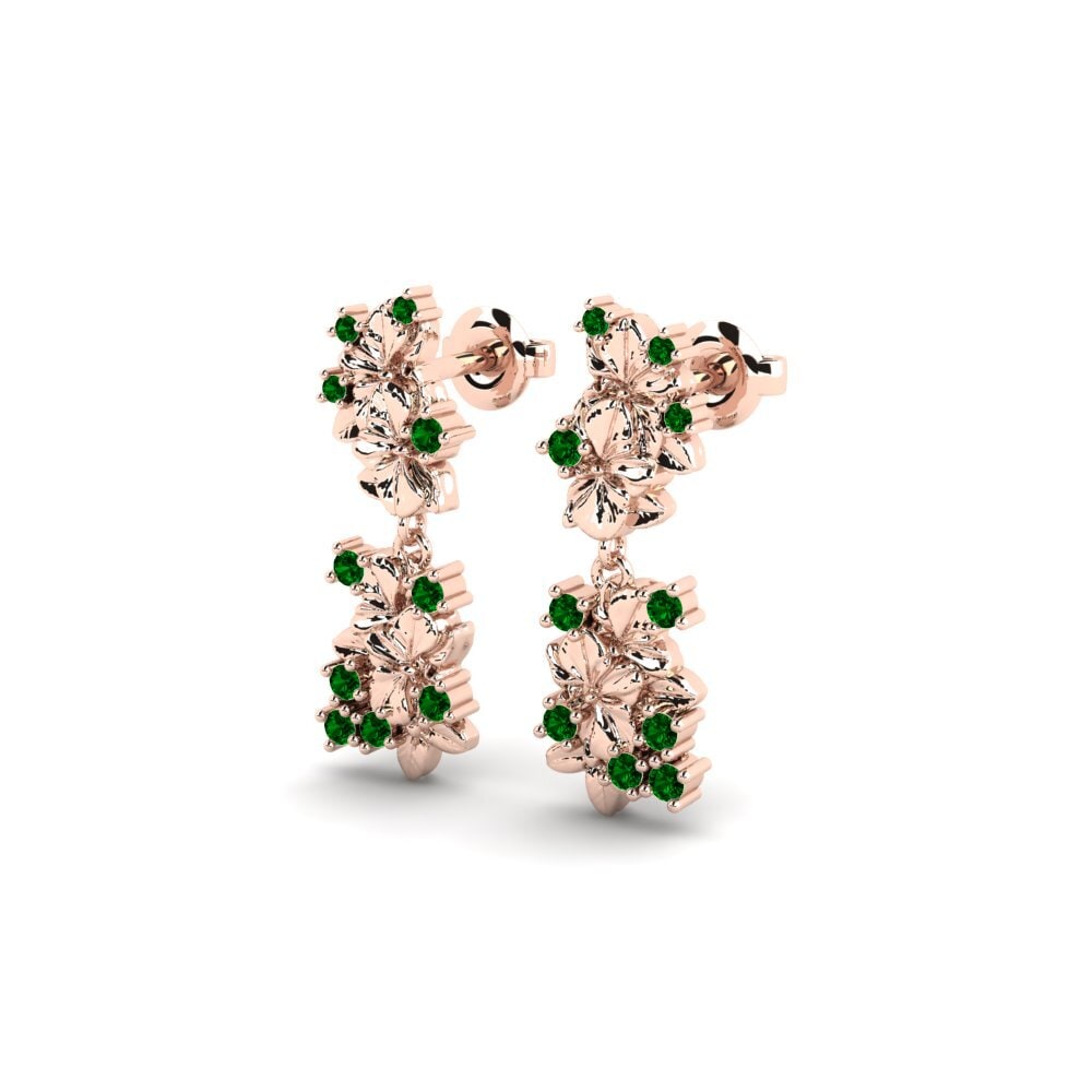18k Oro Rosa Circonita Verde Pendiente de mujer Rhen
