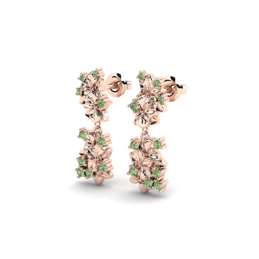 14ct Rose Gold Green Diamond Women's Earring Rhen