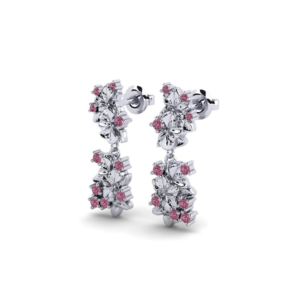 Oro Bianco 375 Granato Rodolite Orecchino da donna Rhen