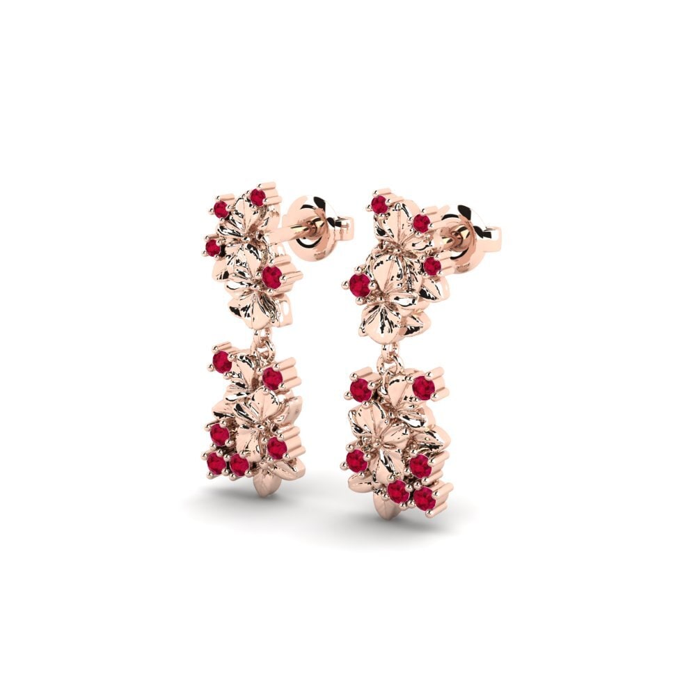 18k Oro Rosa Rubí Pendiente de mujer Rhen
