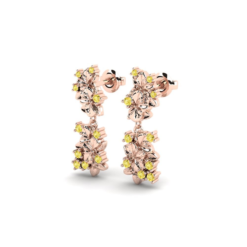 18k Oro Rosa Zafiro amarillo Pendiente de mujer Rhen