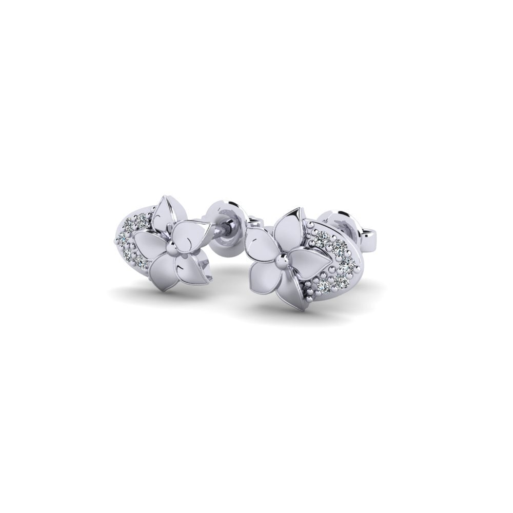 Oro Bianco 375 Zircone Orecchino da donna Riverside