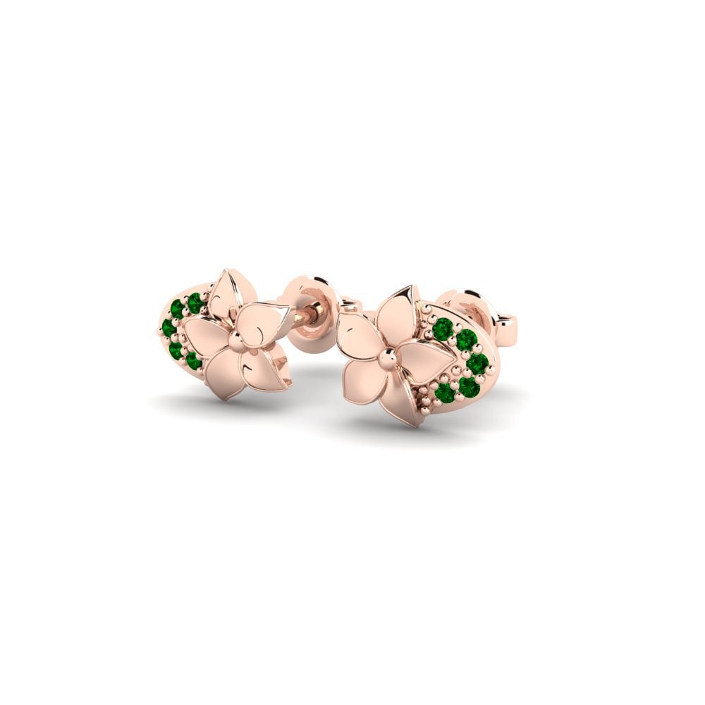 18k Oro Rosa Circonita Verde Pendiente de mujer Riverside