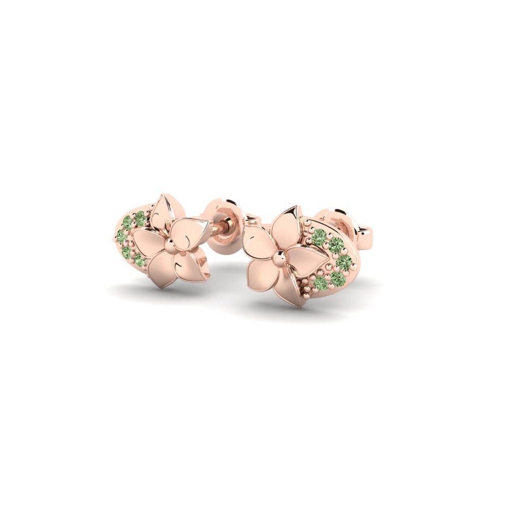 14ct Rose Gold Green Diamond Women's Earring Riverside