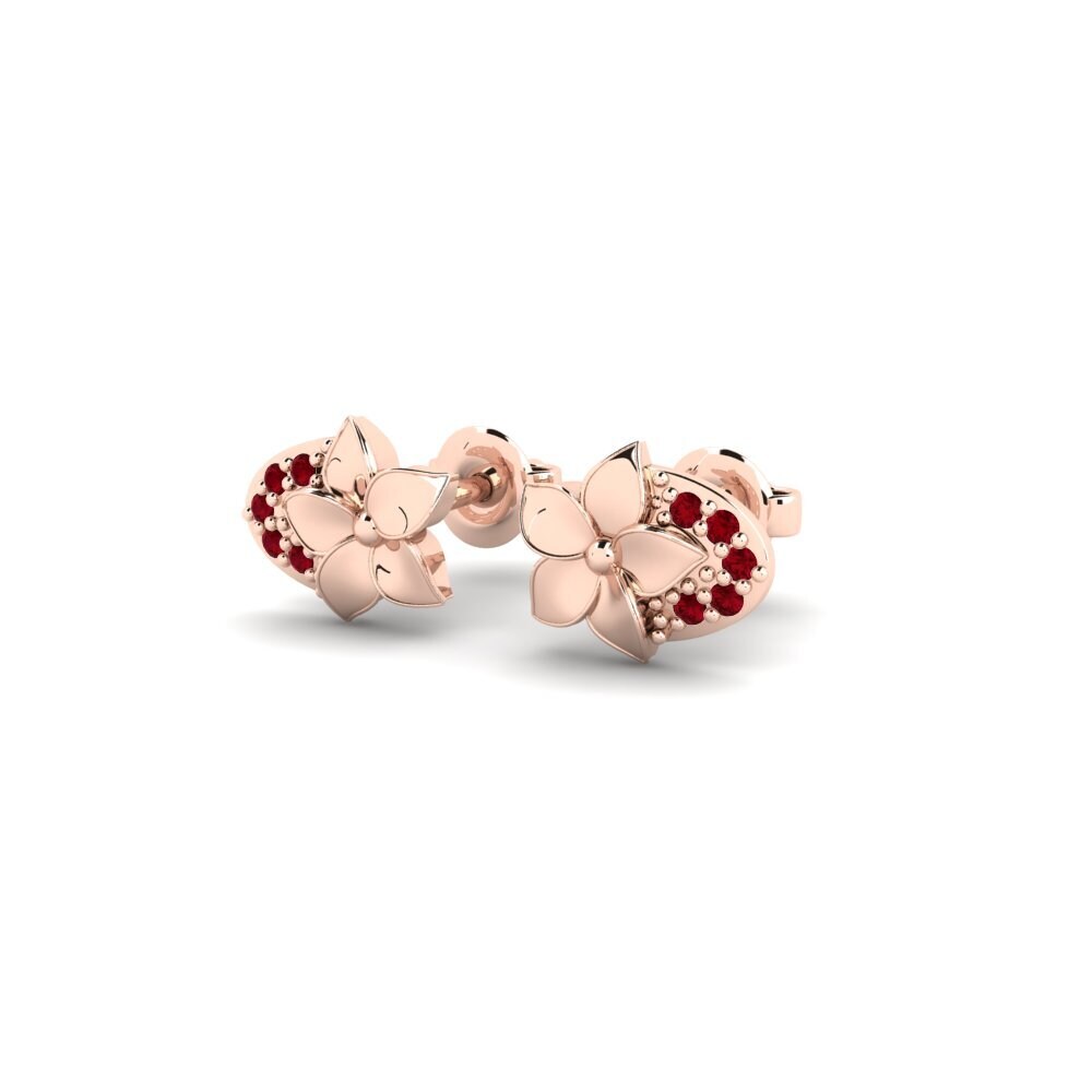 14ct Rose Gold Red Zirconia Women's Earring Riverside