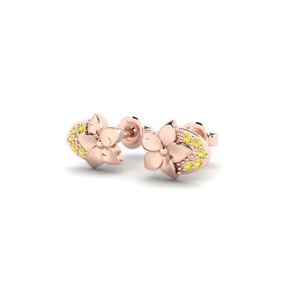18k Oro Rosa Zafiro amarillo Pendiente de mujer Riverside