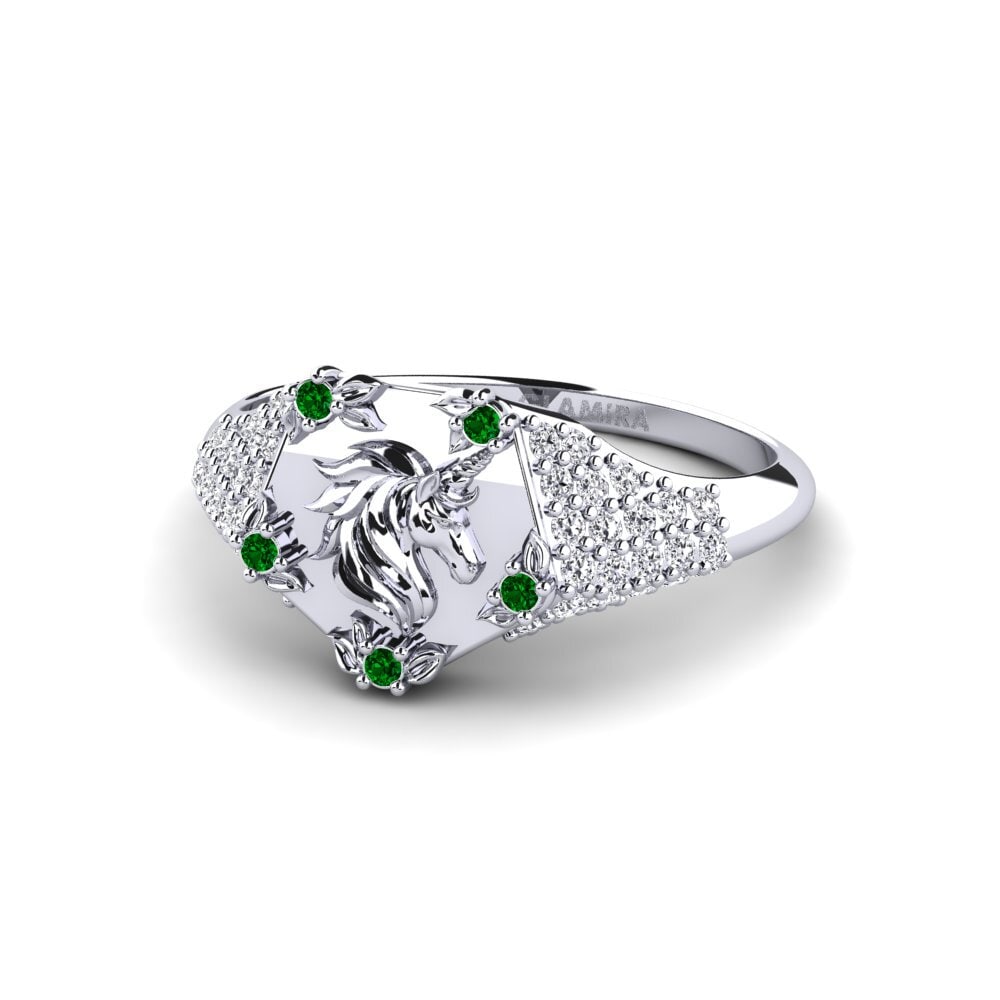 950 Palladium Green Zirconia Ring Sinnlight